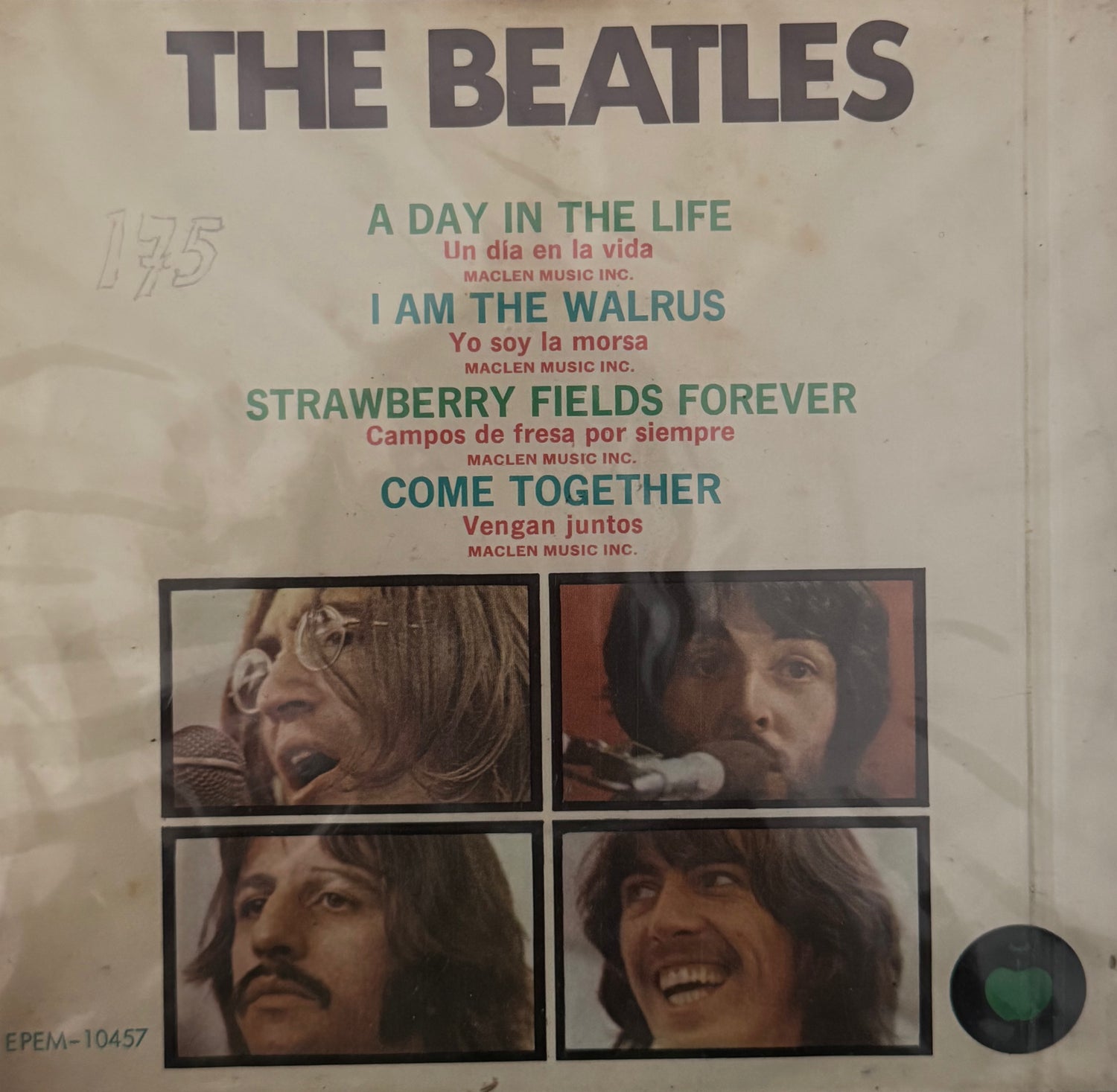 The Beatles – A Day in the Life +3 (EP 7″ México • Apple, 33⅓ RPM)