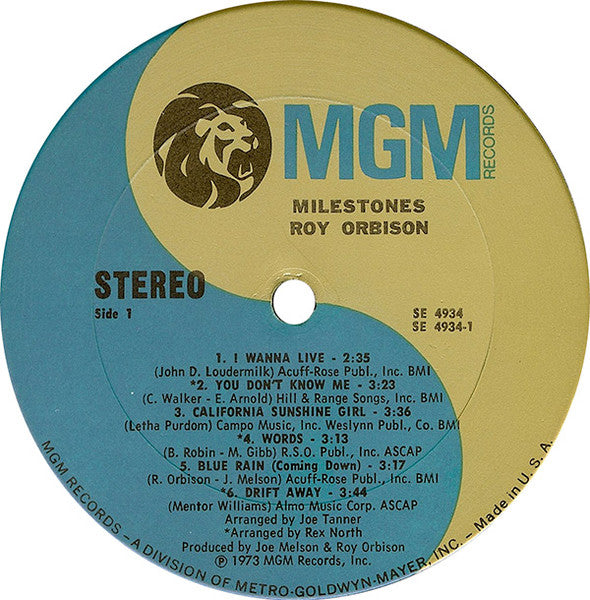 Roy Orbison – Milestones (Vinilo Original 1973 | MGM Records)