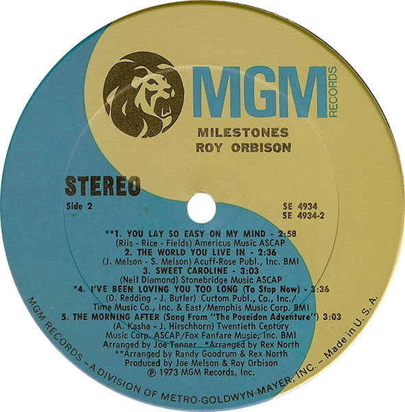 Roy Orbison – Milestones (Vinilo Original 1973 | MGM Records)