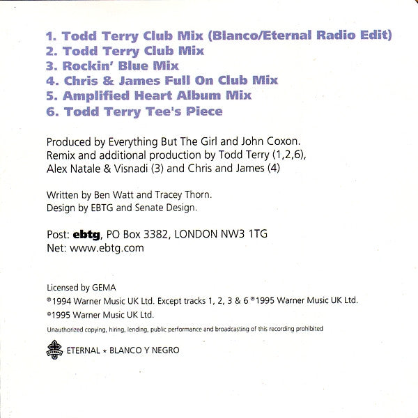 Everything But The Girl – Missing (Edición CD Single UK 1994)