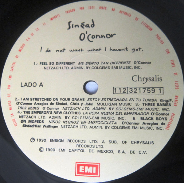 Sinéad O'Connor – I Do Not Want What I Haven't Got ( México 1990 • Chrysalis)