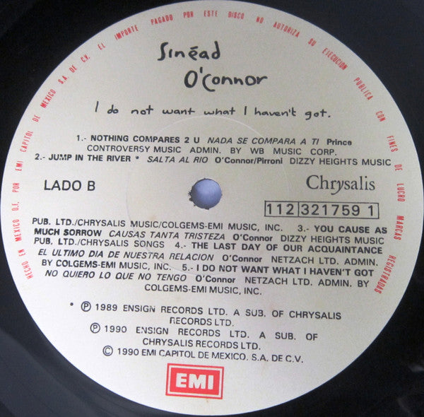 Sinéad O'Connor – I Do Not Want What I Haven't Got ( México 1990 • Chrysalis)